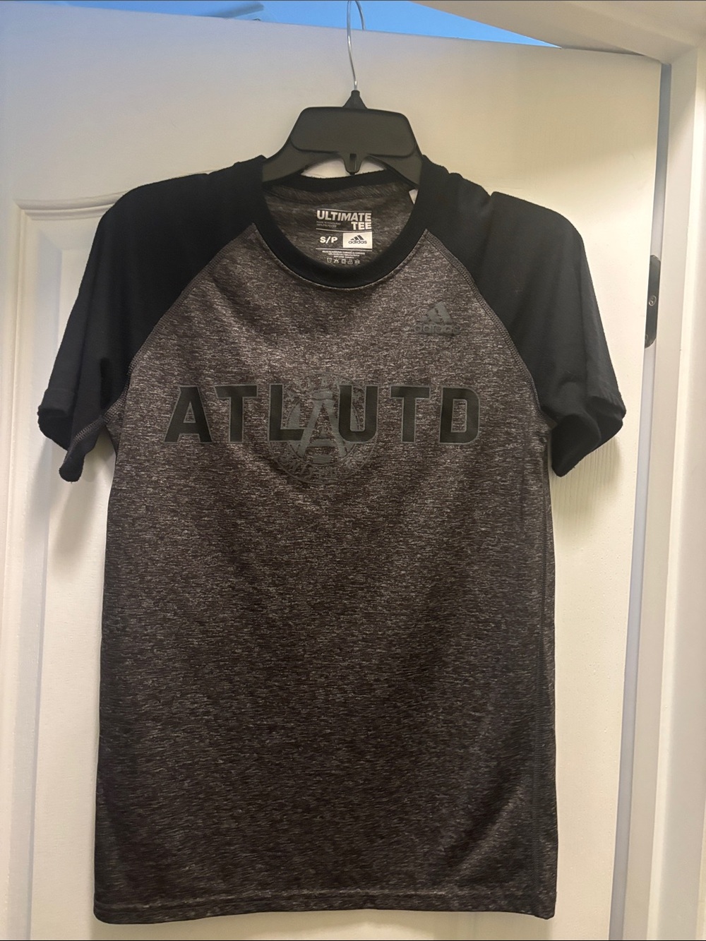 adidas Men's Black and Gray ATLUTD Raglan Athletic Tee